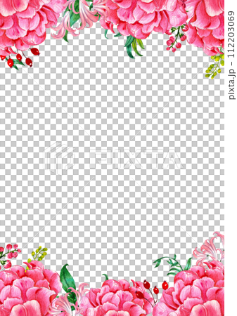 Flowers and leave frame watercolor 112203069