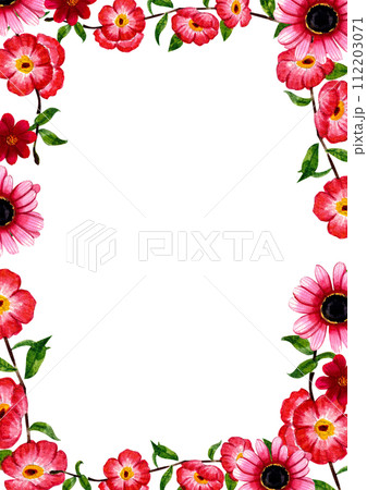 Flowers and leave frame watercolor Flowers and leave frame watercolor 112203071