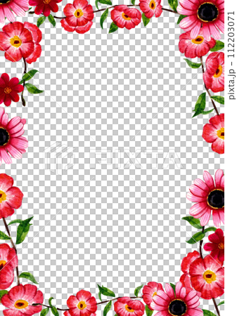 Flowers and leave frame watercolor Flowers and leave frame watercolor 112203071