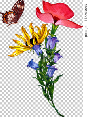 Bouquet flowers watercolor 112203093