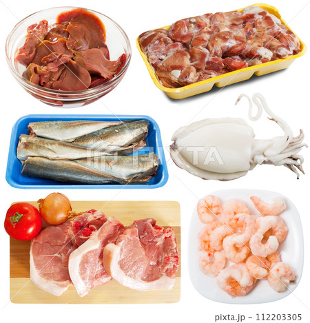 Set of fresh products on white background Set of fresh products on white background 112203305