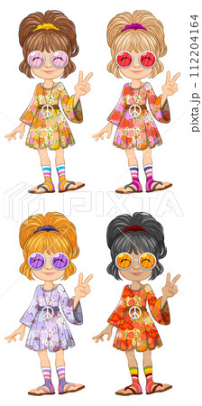 Retro Fashion Girls Peace Sign 112204164
