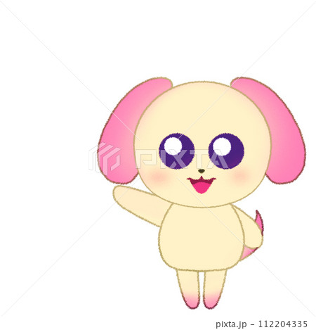 手をあげているイヌのクレヨンイラスト 手をあげているイヌのクレヨンイラスト 112204335