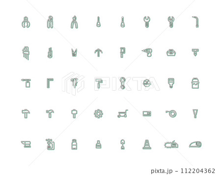 様々な作業道具のカラーシャドウアイコンセット 112204362