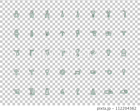 様々な作業道具のカラーシャドウアイコンセット 112204362