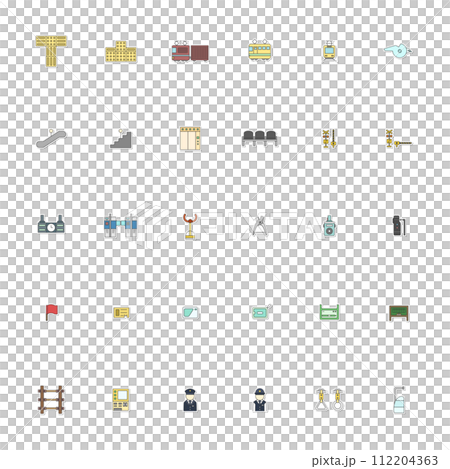 Sticker station related icon illustration set (no background) 112204363