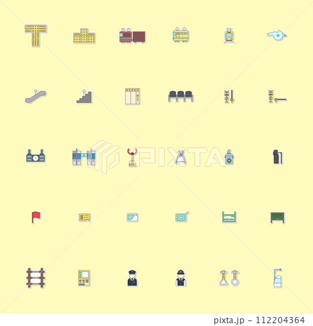 ステッカー駅関連のアイコンイラストセット 112204364