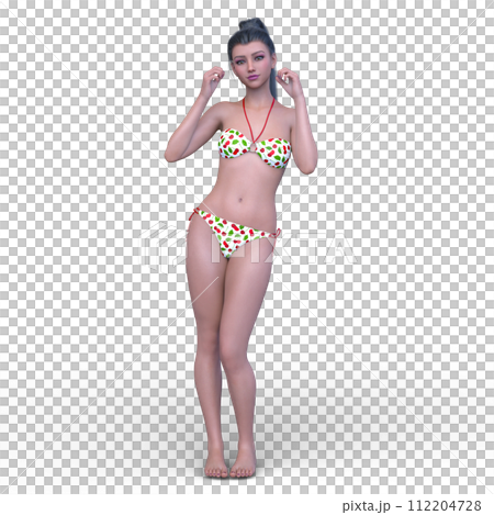 比基尼泳裝形象的一名婦女 112204728