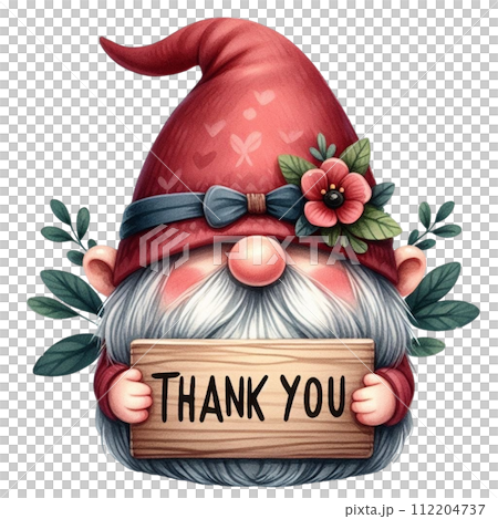 Gnome cute holding a thank you sign 112204737