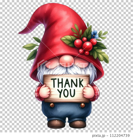 Gnome cute holding a thank you sign 112204739
