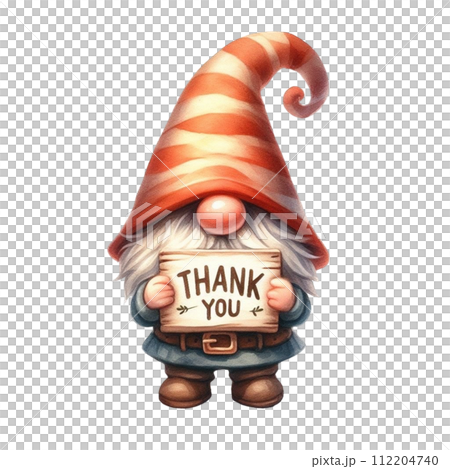 Gnome cute holding a thank you sign 112204740