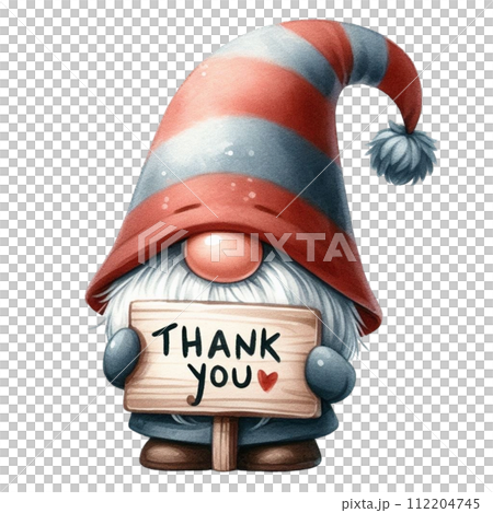 Gnome cute holding a thank you sign 112204745