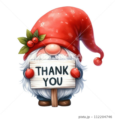 Gnome cute holding a thank you sign 112204746
