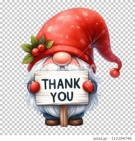 Gnome cute holding a thank you sign 112204746