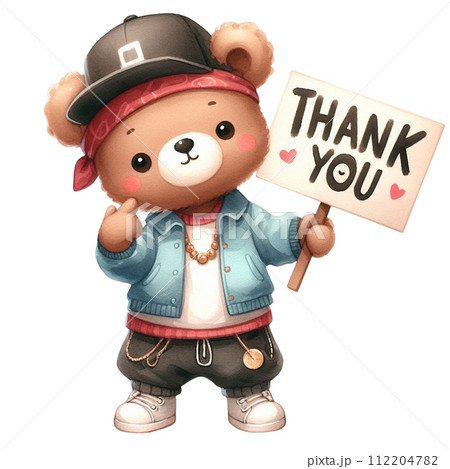 bear cute holding a thank you sign 112204782