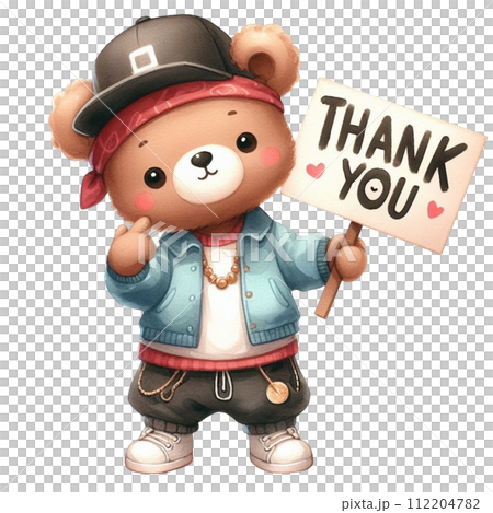 bear cute holding a thank you sign 112204782