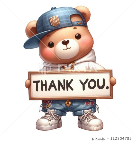 bear cute holding a thank you sign 112204783