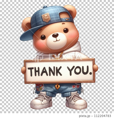 bear cute holding a thank you sign 112204783