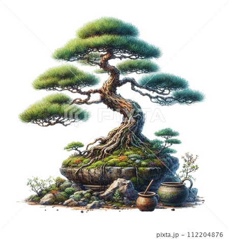 Bonsai clipart watercolor 112204876