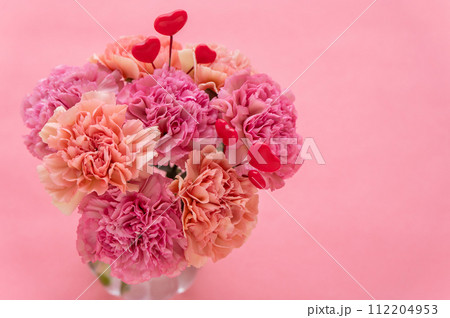 母の日のピンク色のカーネーション　 112204953