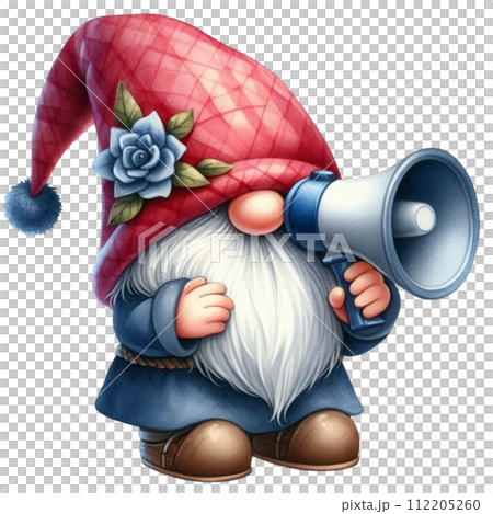 Gnome Cute holding a megaphone Gnome Cute holding a megaphone 112205260