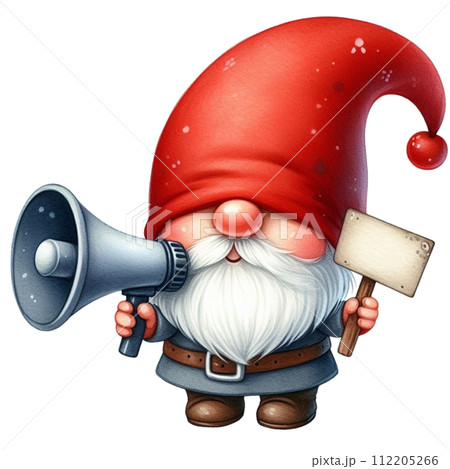 Gnome Cute holding a megaphone  112205266