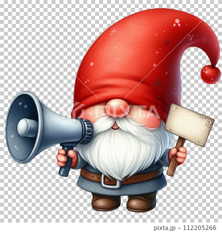Gnome Cute holding a megaphone  112205266