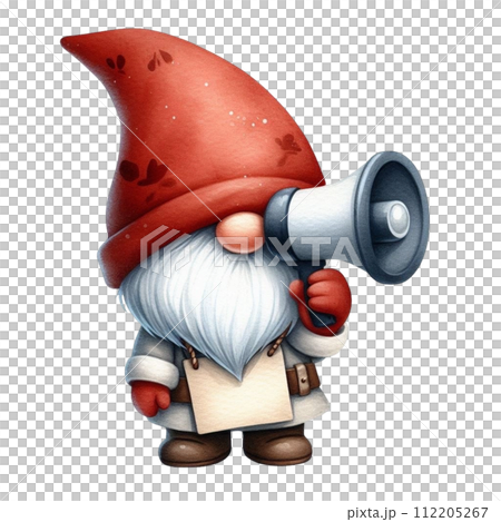 Gnome Cute holding a megaphone  112205267