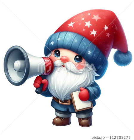 Gnome Cute holding a megaphone Gnome Cute holding a megaphone 112205273
