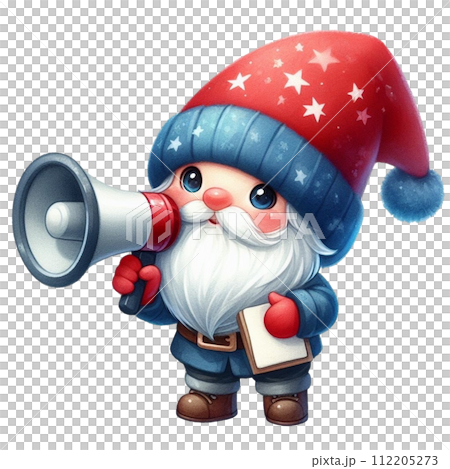Gnome Cute holding a megaphone Gnome Cute holding a megaphone 112205273