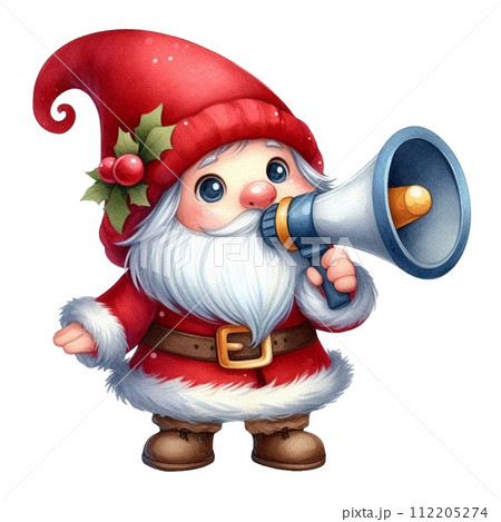Gnome Cute holding a megaphone Gnome Cute holding a megaphone 112205274