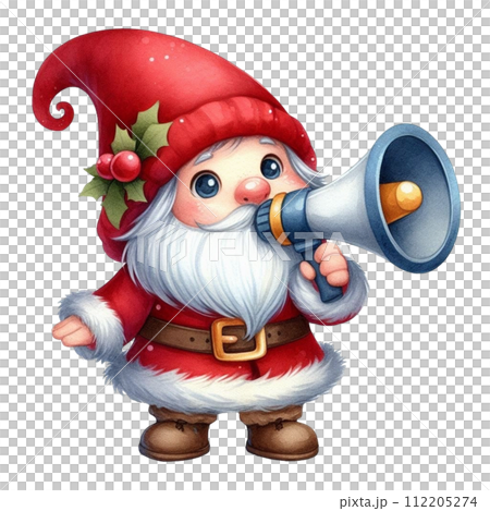 Gnome Cute holding a megaphone Gnome Cute holding a megaphone 112205274