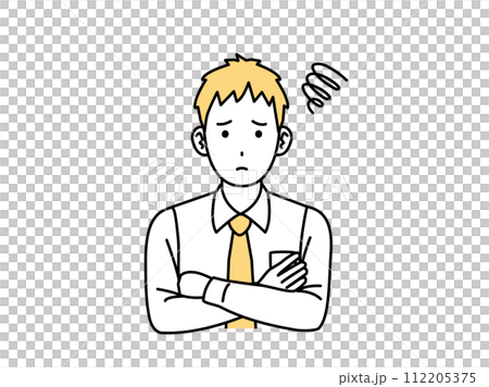心配して困る若い会社員の男性のイラスト 112205375