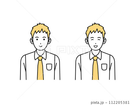 笑う、笑顔の若い会社員の男性のイラスト 112205381