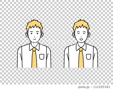 笑う、笑顔の若い会社員の男性のイラスト 112205381