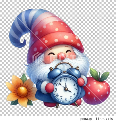 Gnome Cute holding an alarm clock 112205410