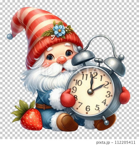 Gnome Cute holding an alarm clock 112205411