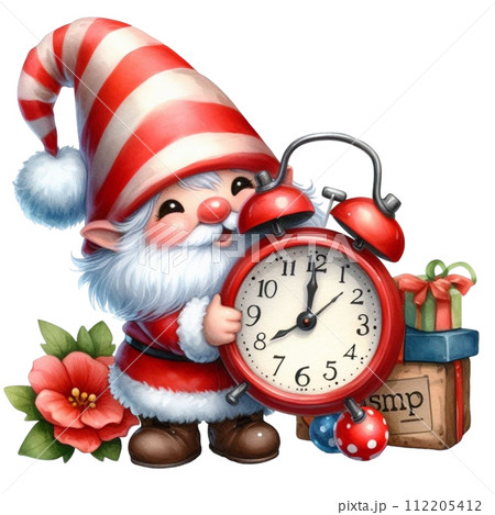 Gnome Cute holding an alarm clock 112205412