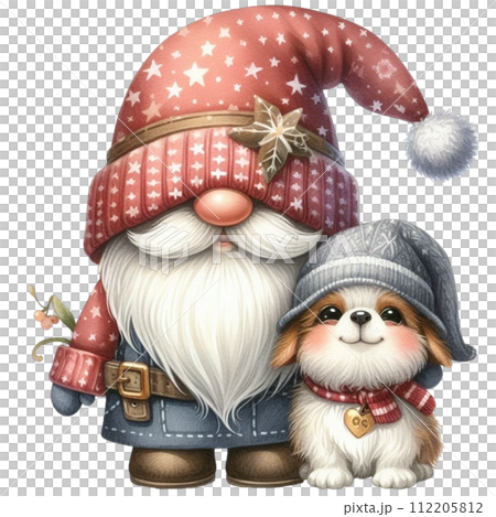 Gnome hug a cute dog clipart watercolor 112205812
