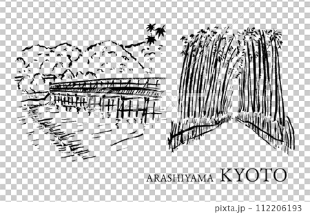 京都嵐山風景毛筆畫 112206193