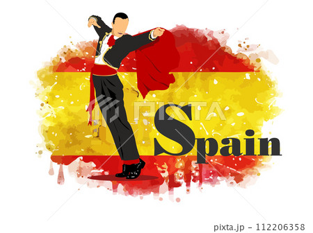 The symbol of Spain in flag image. Vector 3d  illustration 112206358