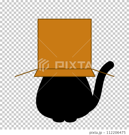 一隻戴著盒子的貓的插圖 一隻戴著盒子的貓的插圖 112206475