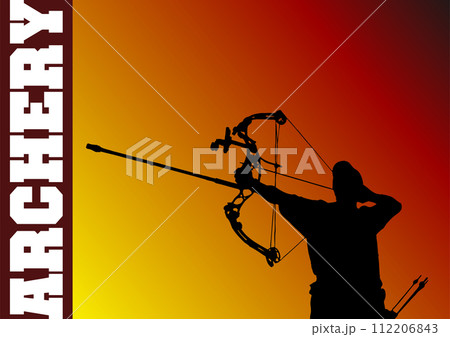 Archery Practice in the ranch at the sunset. Color vector illustration Archery Practice in the ranch at the sunset. Color vector illustration 112206843