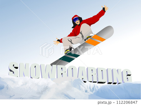 Snowboard boy silhouette. Vector 3d illustration Snowboard boy silhouette. Vector 3d illustration 112206847