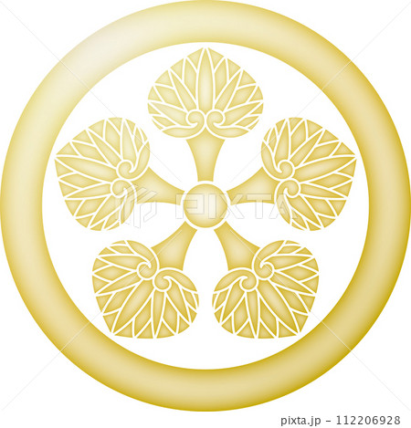 家紋　丸に五つ葵【金色】 112206928