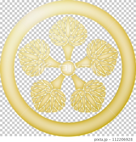 家紋　丸に五つ葵【金色】 112206928