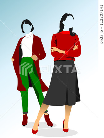 Abstract two women without face. Vector 3d illustration 112207141