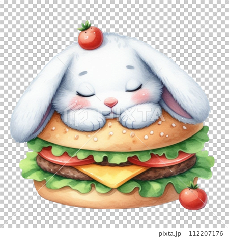rabbit sleeping on hamburger clipart watercolor rabbit sleeping on hamburger clipart watercolor 112207176