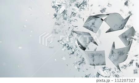 Cubist Recycling Symbol with Water Splash Cubist Recycling Symbol with Water Splash 112207327