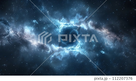 Ethereal Space Background with Black Hole 112207376
